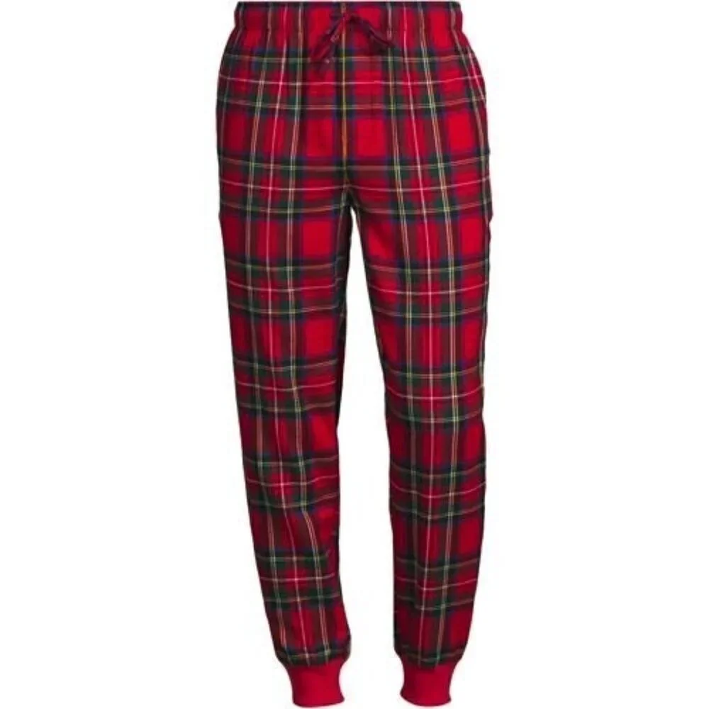 NEW MBT Men's XXL Red Tartan Plaid Jogger Pajama Pants Elastic Waist & Cuffs